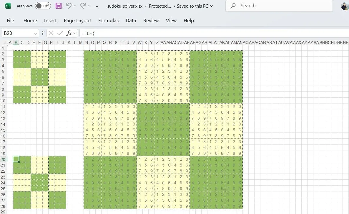 Công cụ giải Sudoku chuyên nghiệp được xây dựng bằng công thức và định dạng có điều kiện trên bảng tính Excel.