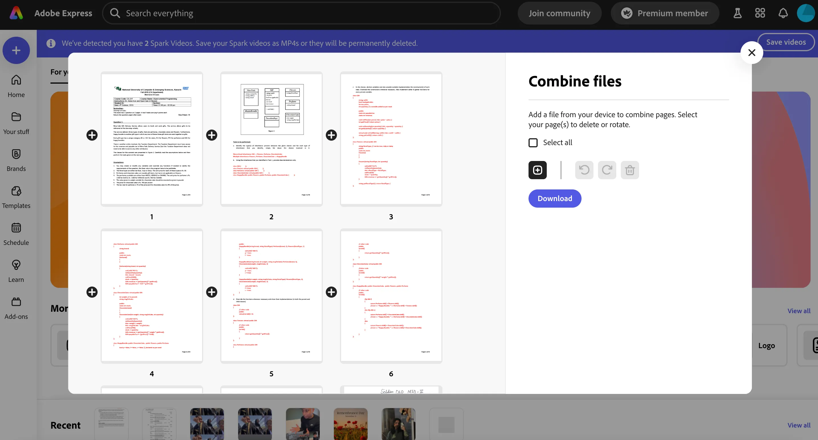 Công cụ &quot;Kết Hợp Tệp&quot; trong Adobe Express để gộp nhiều file thành PDF