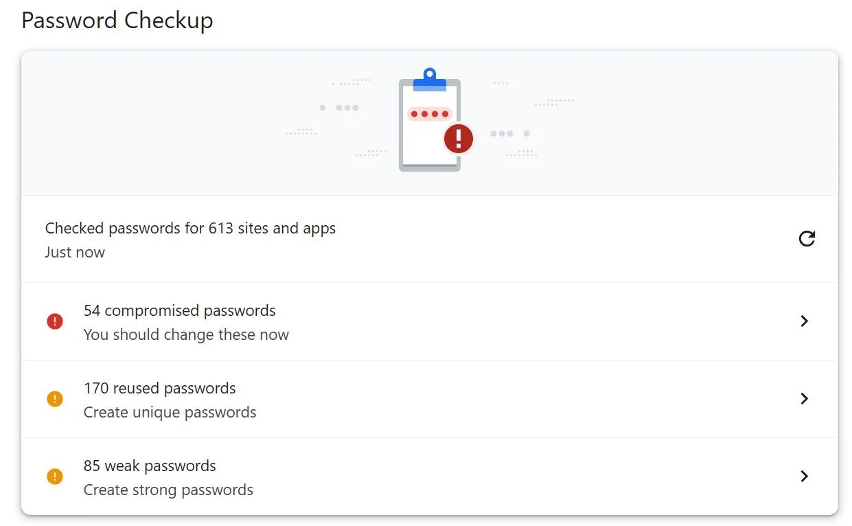 Công cụ kiểm tra mật khẩu tích hợp trong Google Password Manager.