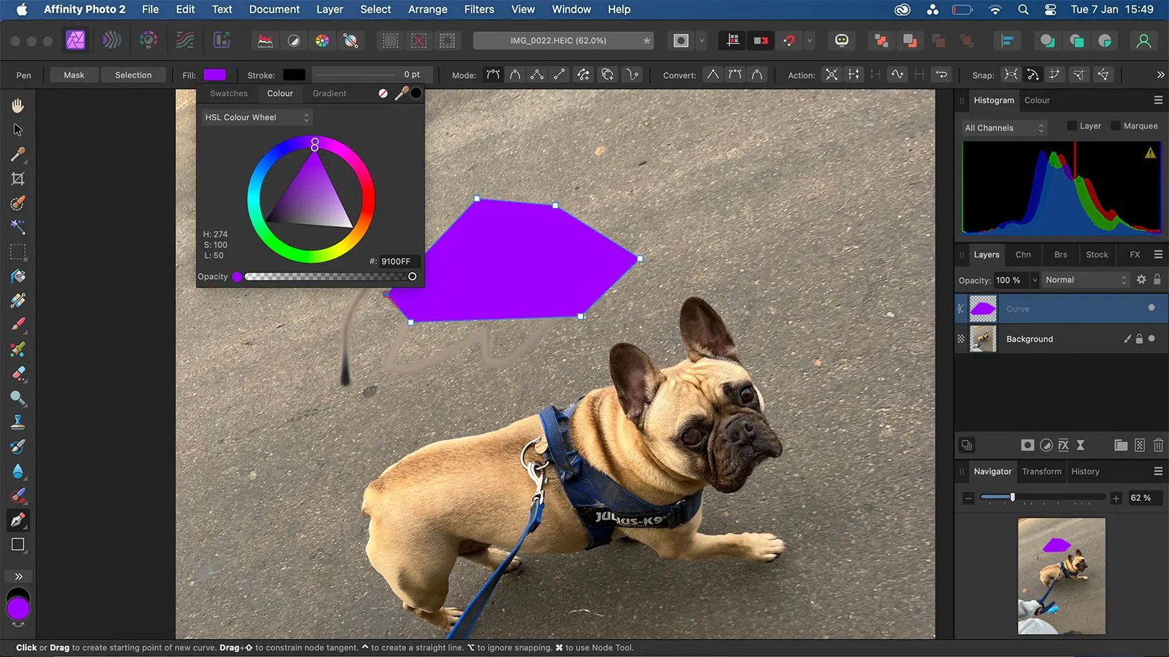 Công cụ Pen Tool trong Affinity Photo để vẽ và chỉnh sửa vector