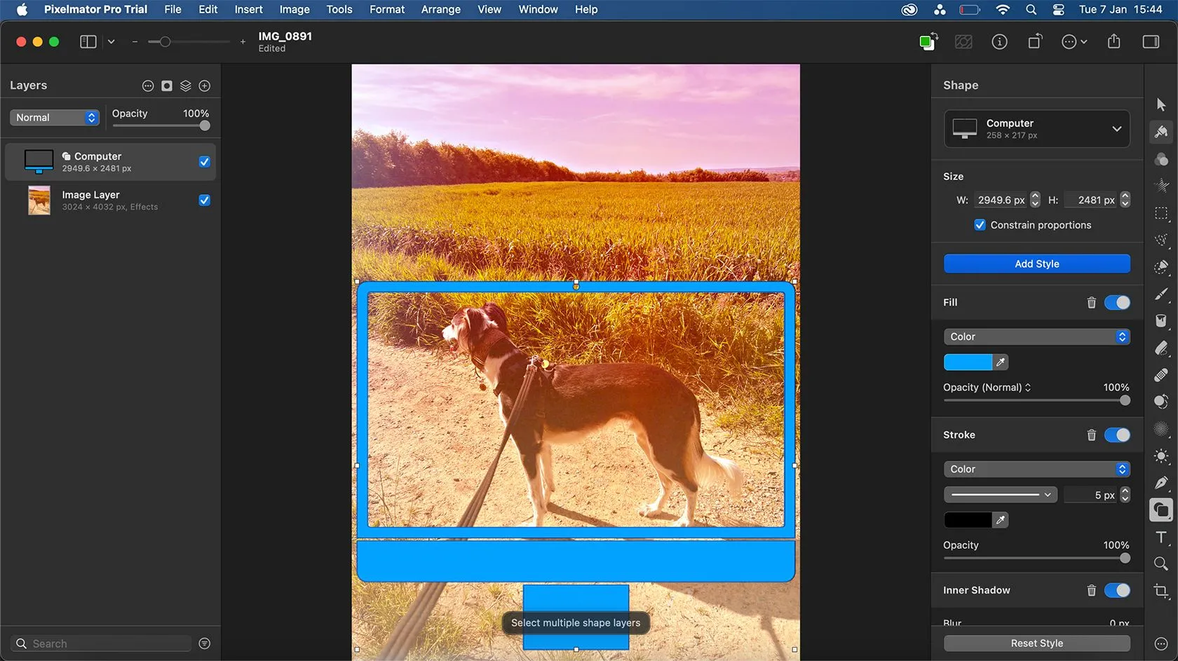 Công cụ Smart Shapes của Pixelmator Pro hỗ trợ tạo đồ họa vector