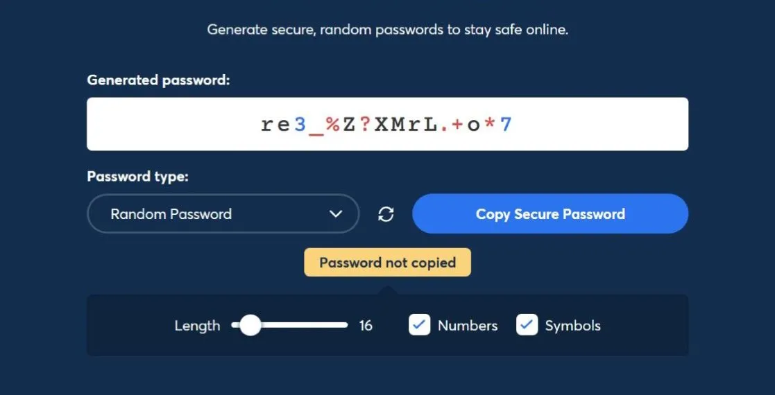 Công cụ tạo mật khẩu mạnh của 1Password, giúp tạo ra các mật khẩu phức tạp và an toàn