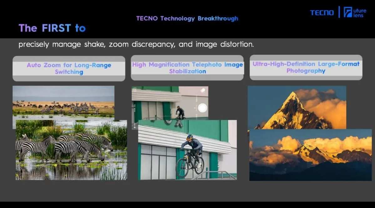 Công nghệ Tap Any Zoom Dual Prism Telephoto của Tecno, ống kính zoom quang học AI độc đáo