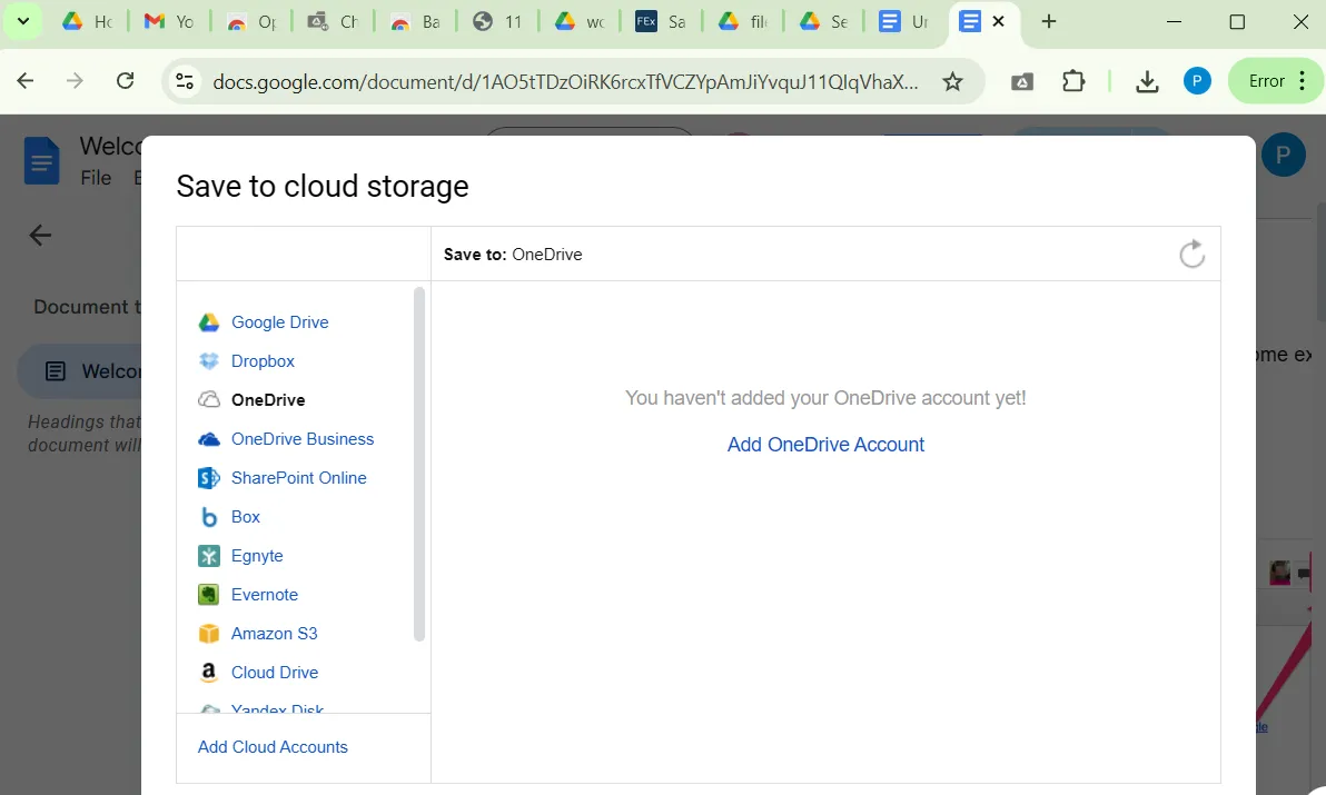 Cửa sổ &quot;Lưu vào bộ nhớ đám mây&quot; trong trình duyệt Chrome