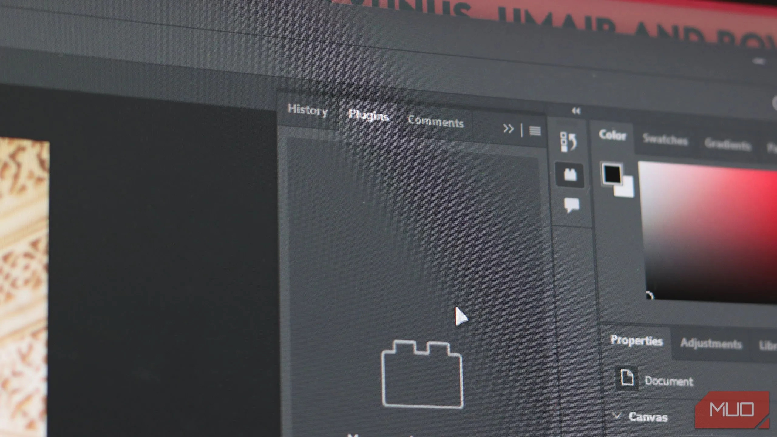 Cửa sổ Plugins trong Photoshop hiển thị các tiện ích mở rộng