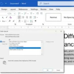 Cửa sổ tùy chọn Paste Special trong Microsoft Word hiển thị các lựa chọn định dạng khi dán văn bản