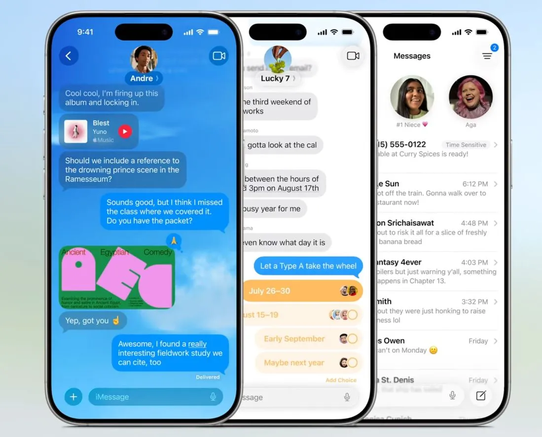 Điểm nổi bật của tính năng Tin nhắn trên iOS 26 với biểu tượng thăm dò ý kiến và dịch thuật