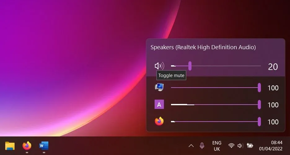 Điều khiển âm lượng ứng dụng chi tiết với EarTrumpet trên Windows 11