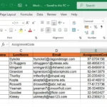 Dữ liệu Excel mẫu được tổ chức rõ ràng cho quá trình Mail Merge