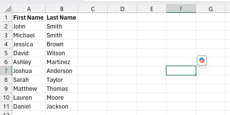 Dữ liệu văn bản đã được tách thành các cột riêng biệt trong Excel, dựa trên các dấu phân cách đã chọn, tạo thành bảng dữ liệu rõ ràng và có cấu trúc.