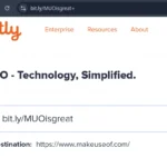 Đường link rút gọn Bitly dẫn tới trang chủ MakeUseOf.com, minh họa sự không rõ ràng của URL rút gọn.
