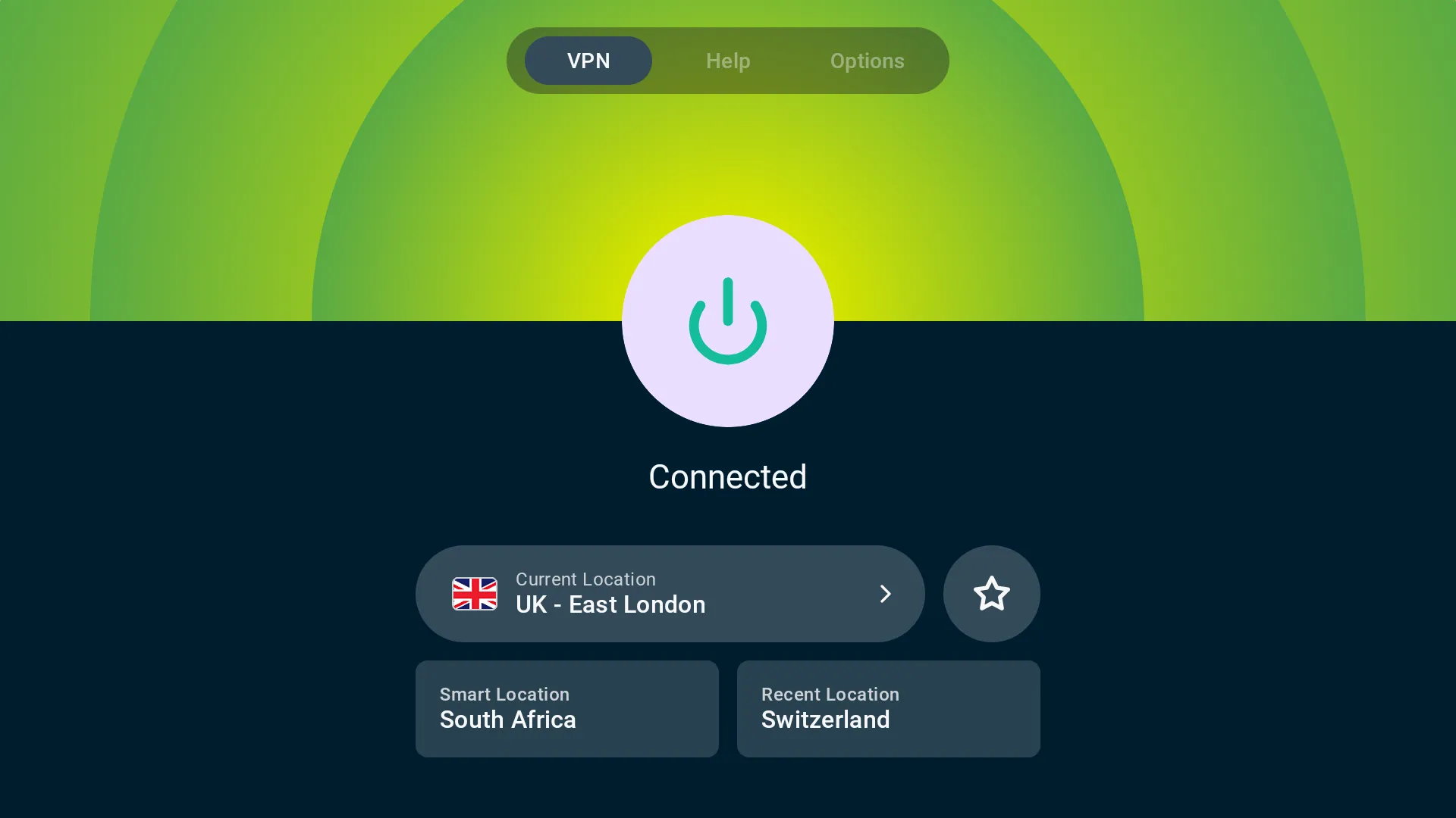 Express VPN được kết nối trên màn hình TV
