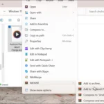 File Explorer context menu with WinRAR archive option