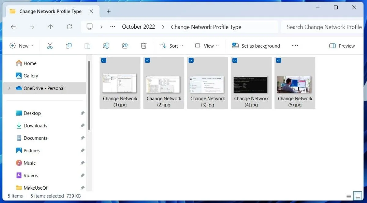 File Explorer hiển thị các hình ảnh có tên tương tự nhau để đổi tên hàng loạt