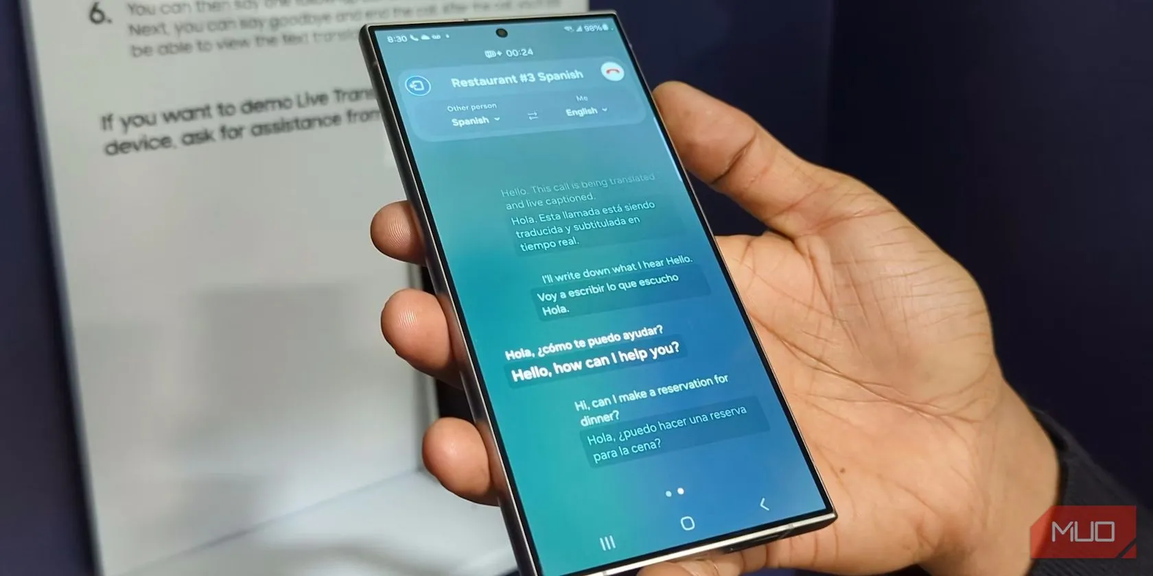 Galaxy AI Live Translate hoạt động trong cuộc gọi điện thoại trên S24 Ultra