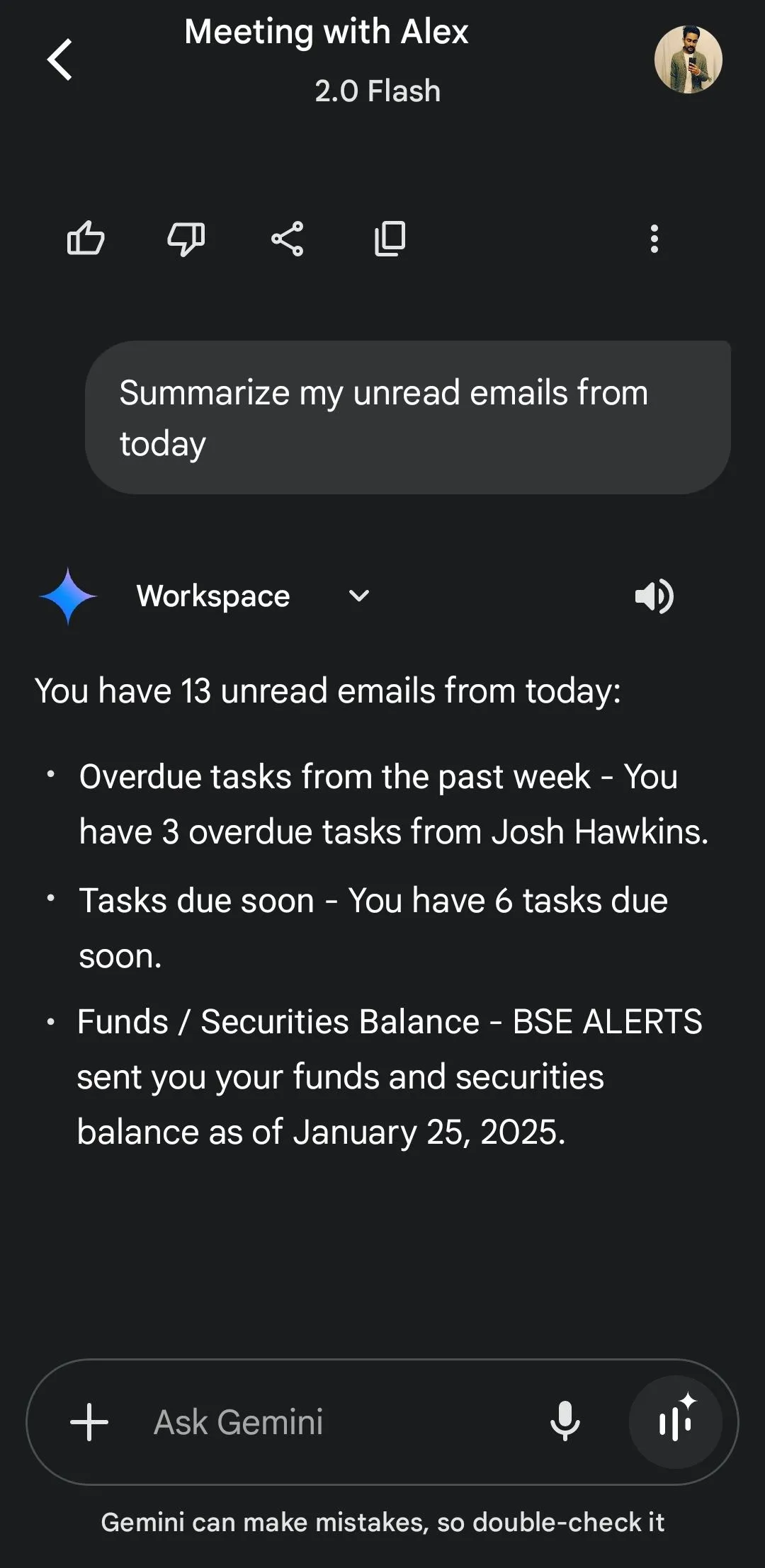 Gemini tóm tắt các email chưa đọc trong Gmail thông qua Extensions
