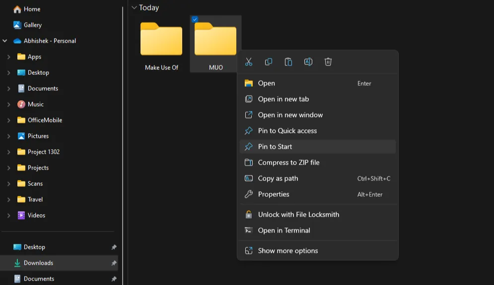 Ghim một thư mục tùy chỉnh vào Start Menu Windows 11 để truy cập nhanh chóng từ màn hình chính