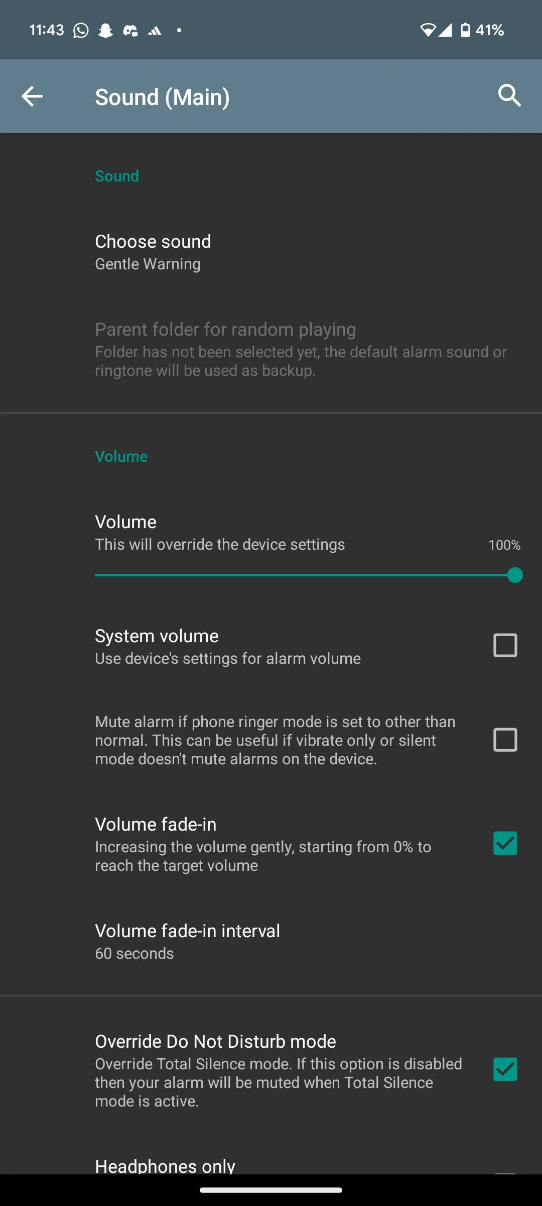 Giao diện cài đặt thử thách đánh thức nâng cao trong ứng dụng báo thức AMdroid