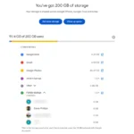 Giao diện chi tiết quản lý dung lượng Google One hiển thị phân bổ dữ liệu theo loại tệp.