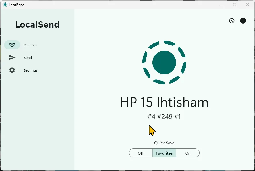 Giao diện chính ứng dụng LocalSend trên Windows 11
