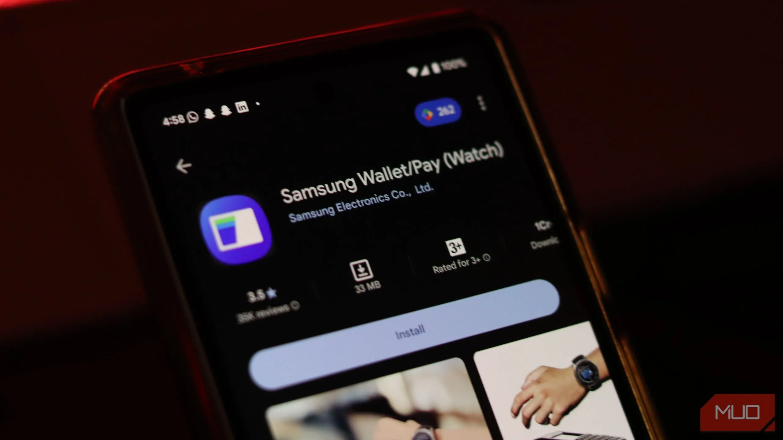 Giao diện chính ứng dụng Samsung Wallet trên điện thoại Android