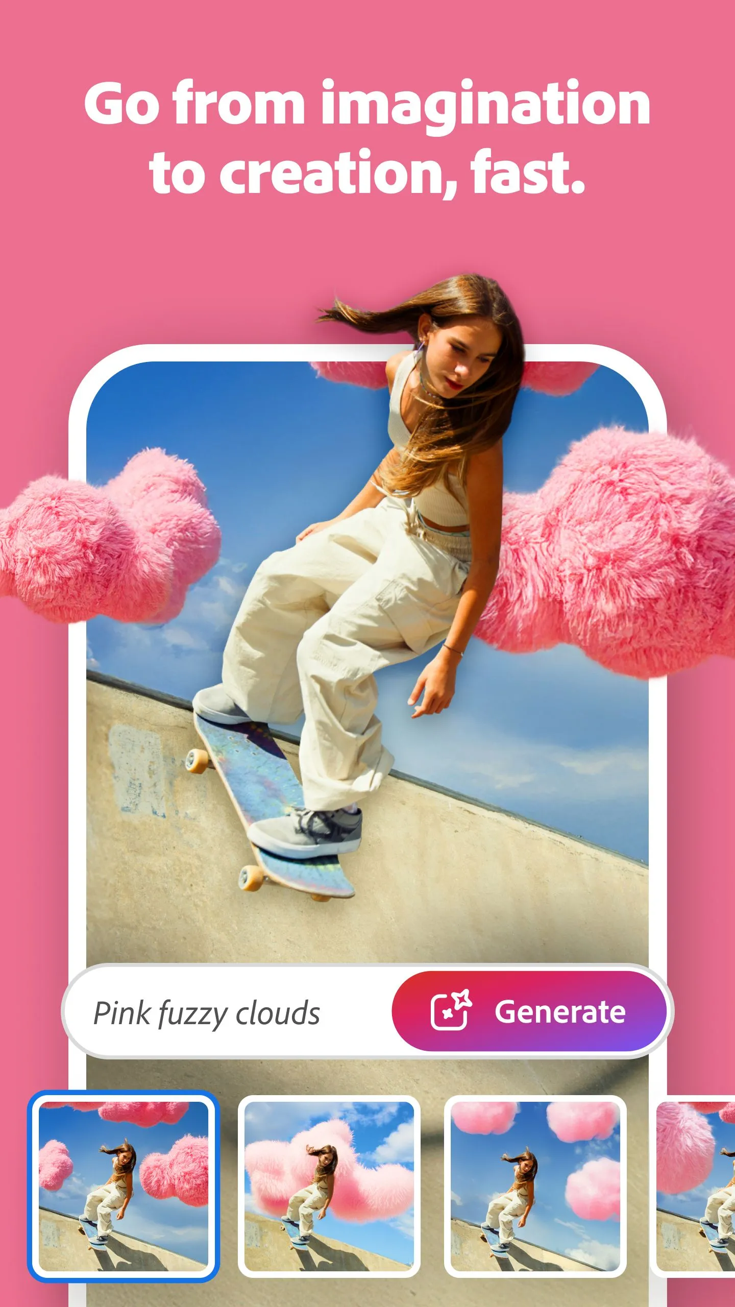 Giao diện công cụ AI tạo sinh (Generative AI) trong ứng dụng Photoshop Mobile.