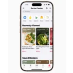 Giao diện danh mục công thức nấu ăn Apple News+ Food hiển thị đa dạng các món ăn và bộ lọc tiện lợi
