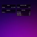 Giao diện desktop Windows 11 được tùy biến với skin Rainmeter Illustro
