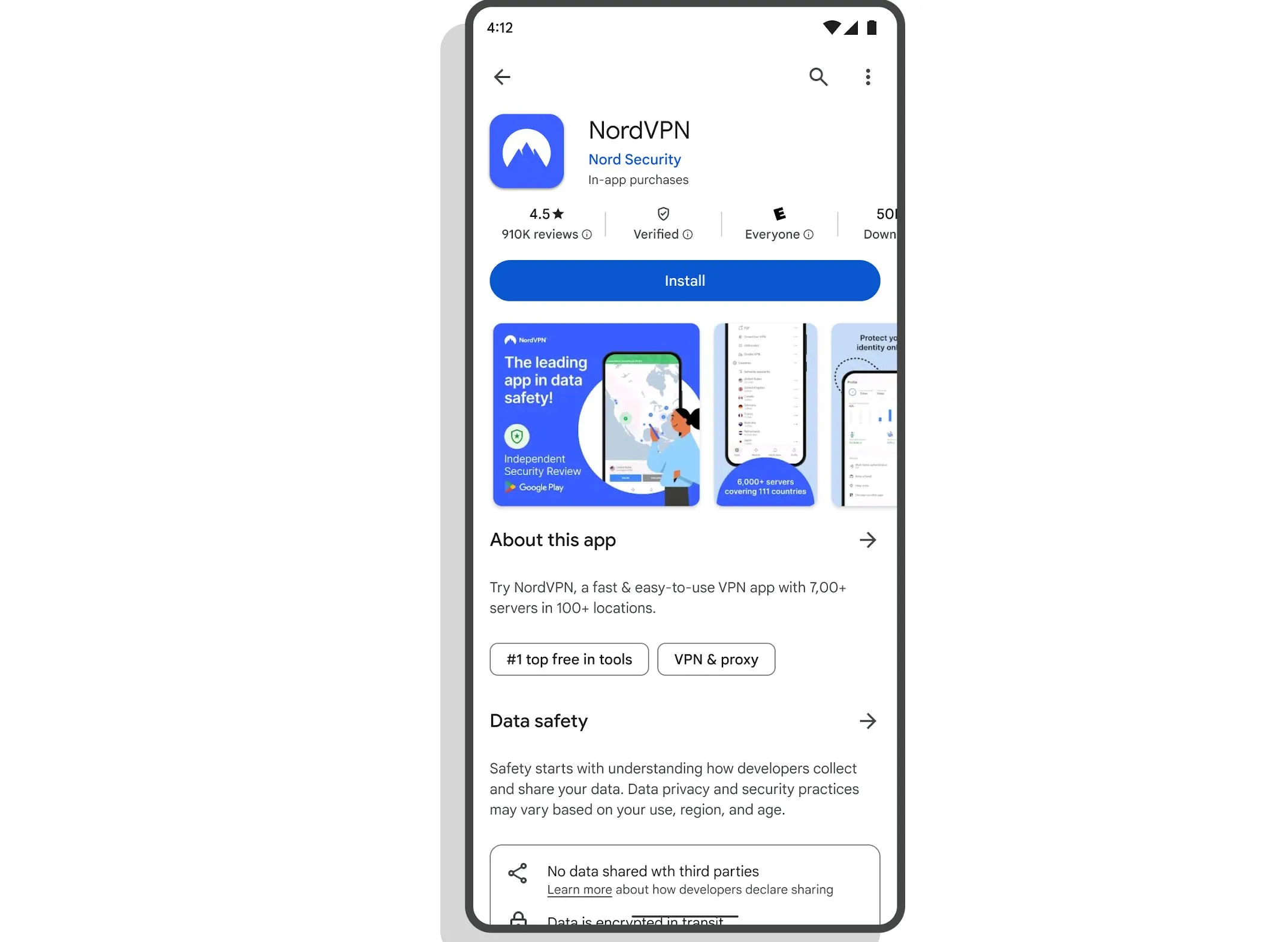 Giao diện Google Play Store hiển thị ứng dụng VPN đã xác minh với huy hiệu