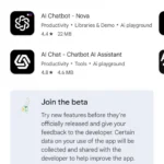 Giao diện Google Play Store với tùy chọn "Tham gia beta" của ứng dụng ChatGPT