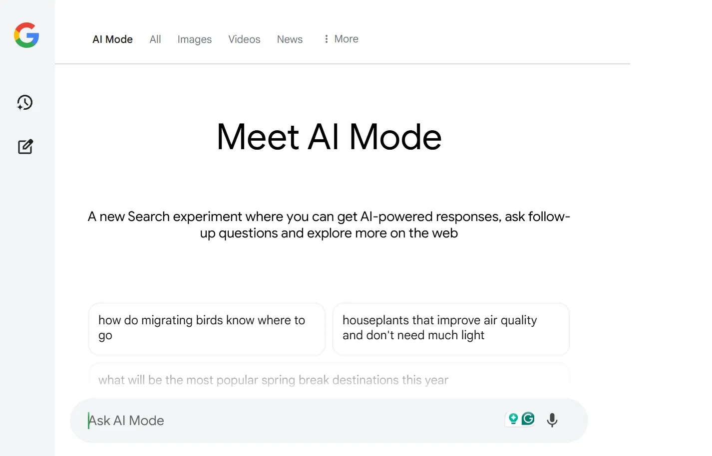 Giao diện Google Tìm kiếm với tab AI Mode mới