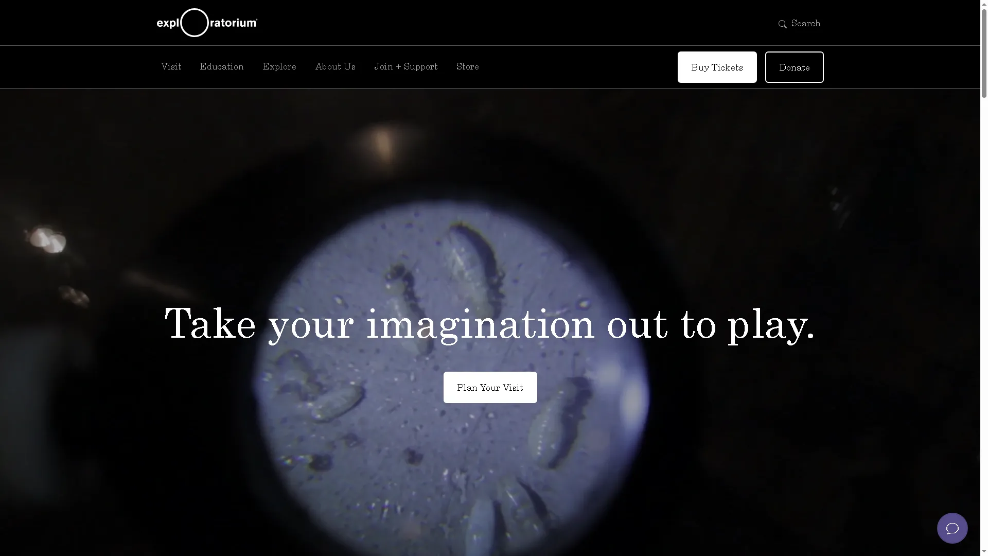 Giao diện hiện đại của trang web bảo tàng Exploratorium