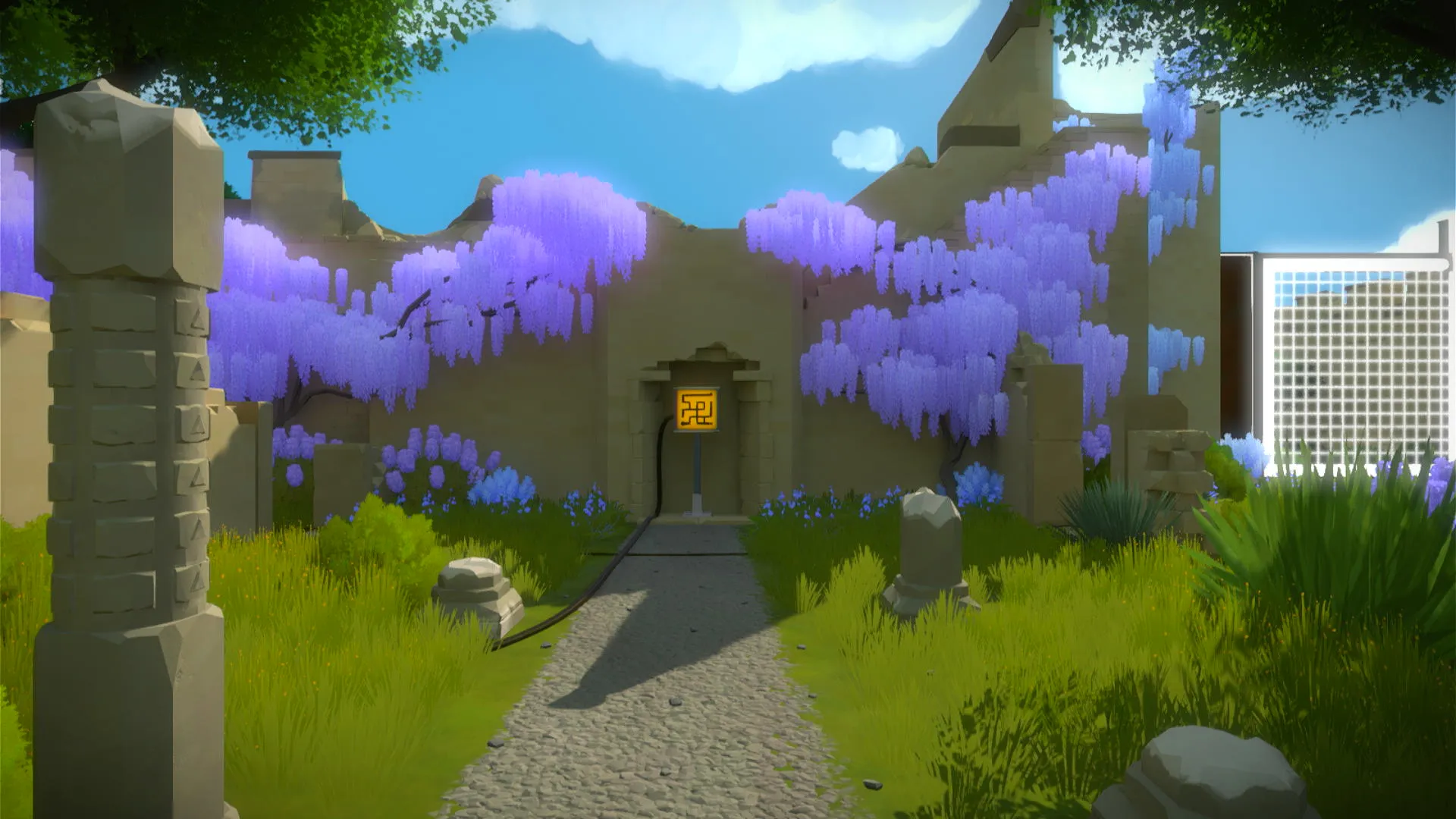 Giao diện màn hình mở đầu game The Witness trên PS4, minh họa cho game giải đố cần tư duy