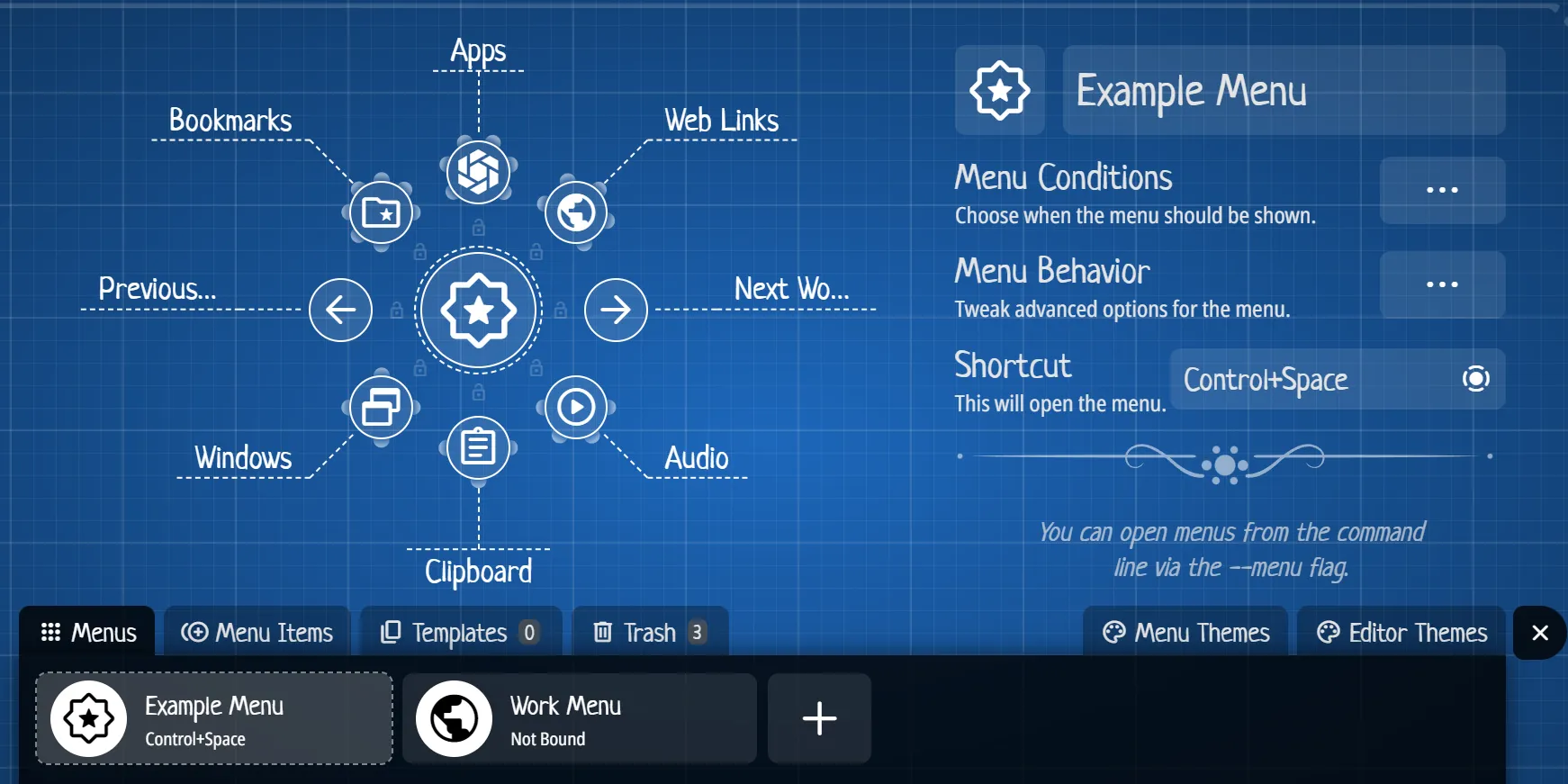 Giao diện Menu Editor của Kando trên Windows 11