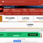 Giao diện người dùng của Social Blade hiển thị các chỉ số hiệu suất kênh YouTube và TikTok