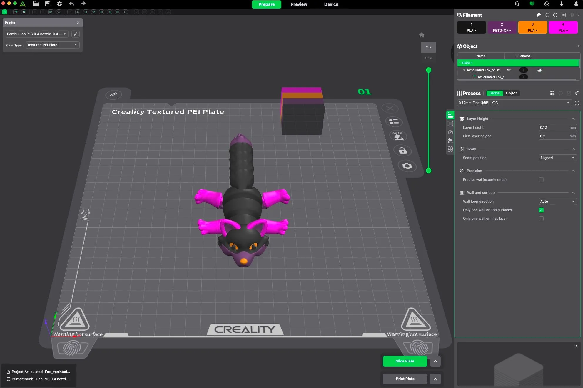 Giao diện phần mềm Creality Print dành cho máy in 3D
