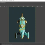 Giao diện phần mềm GIMP đang hiển thị một file PSD với các layer và công cụ chỉnh sửa