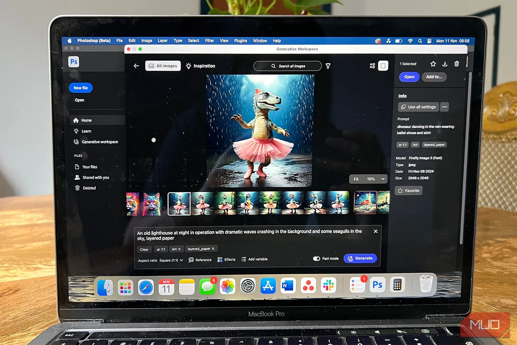 Giao diện Photoshop Beta với không gian làm việc Generative Workspace, minh họa tính năng AI tạo hình ảnh