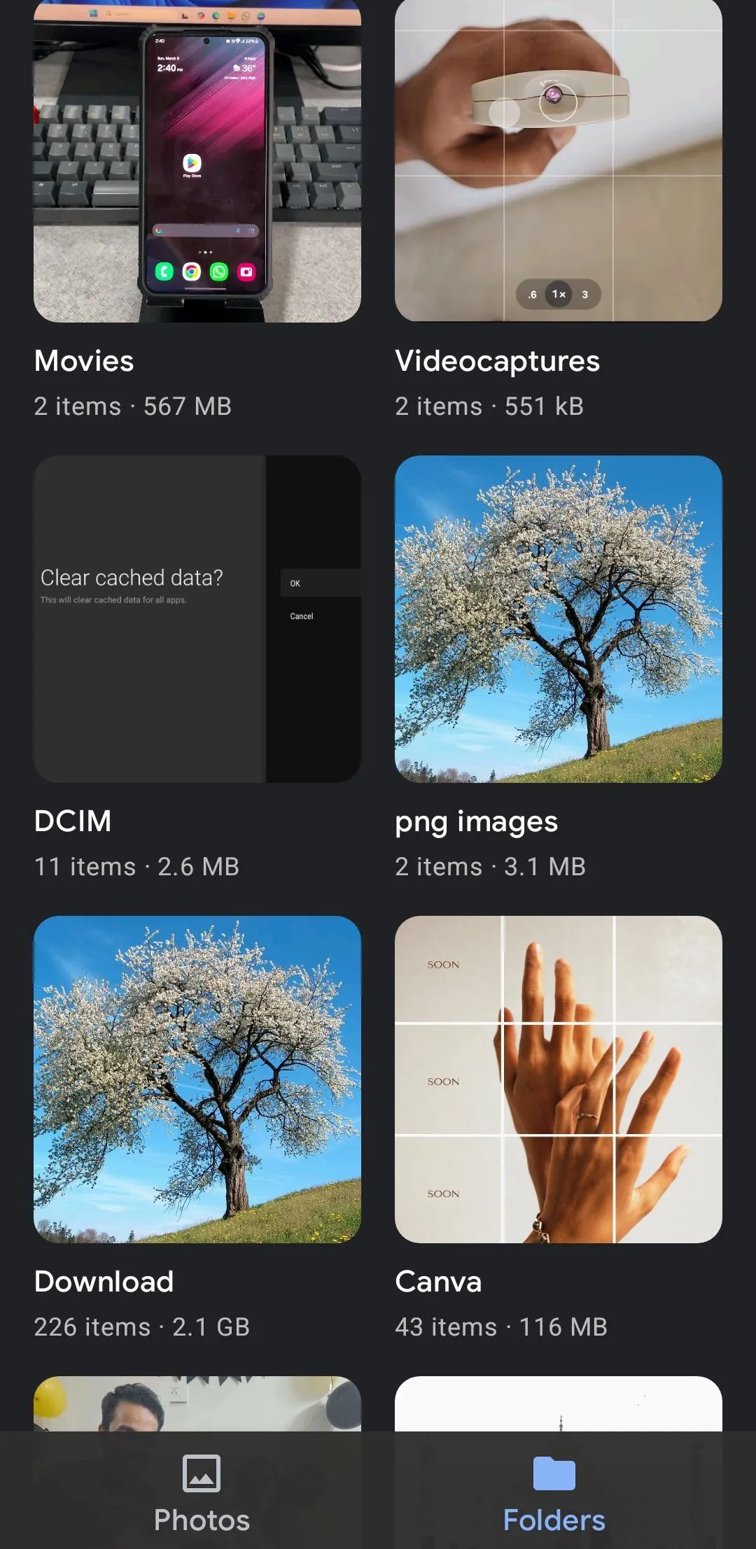 Giao diện quản lý ảnh của ứng dụng Google Gallery Go trên Android