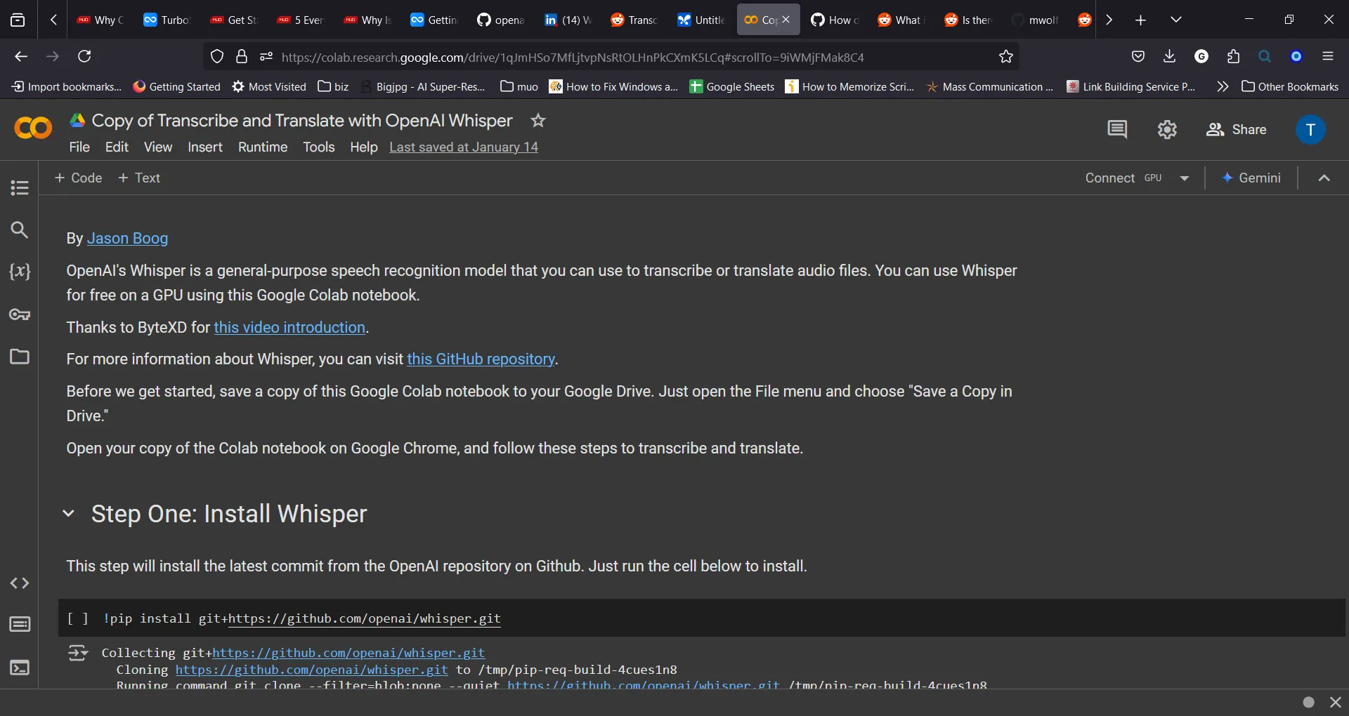 Giao diện sử dụng Whisper AI để chuyển đổi giọng nói trên Google Colab