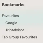 Giao diện thanh đánh dấu trang (Bookmarks) của trình duyệt Safari trên macOS