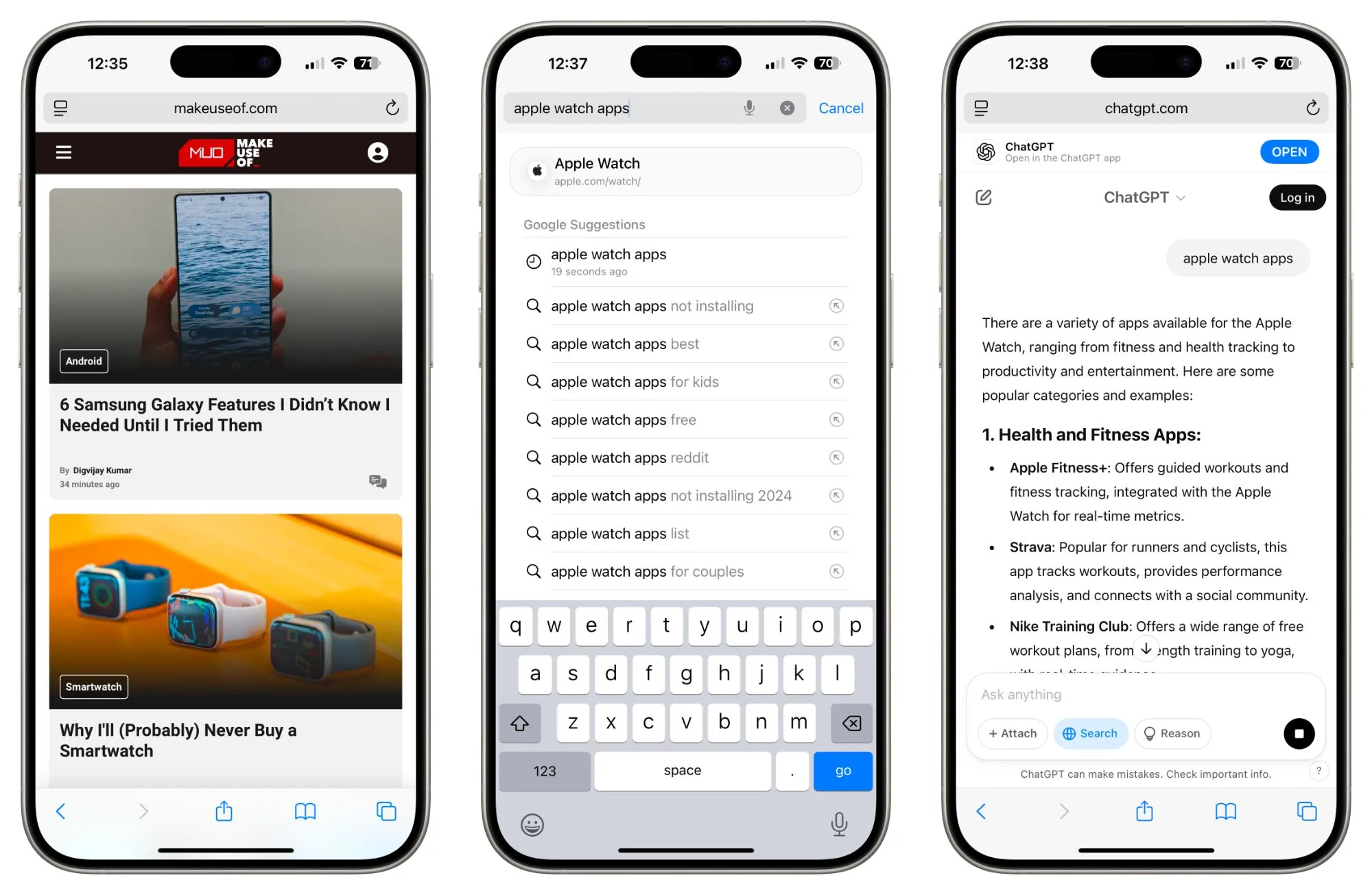 Giao diện tiện ích mở rộng ChatGPT Search trên trình duyệt Safari iPhone