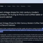 Giao diện tìm kiếm AI mới của Google hiển thị kết quả tổng hợp nhiều đoạn văn và nguồn tham khảo. Đây là hình ảnh minh họa cho Chế độ Tìm kiếm AI trên Google.