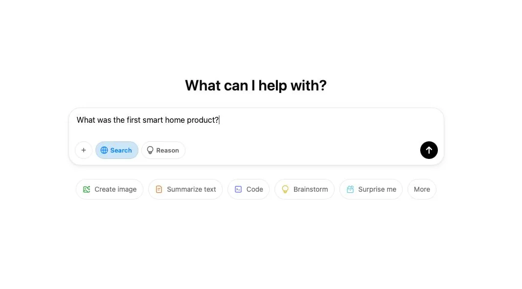 Giao diện tìm kiếm ChatGPT khi người dùng chưa đăng nhập, hiển thị ô nhập truy vấn và nút Search.