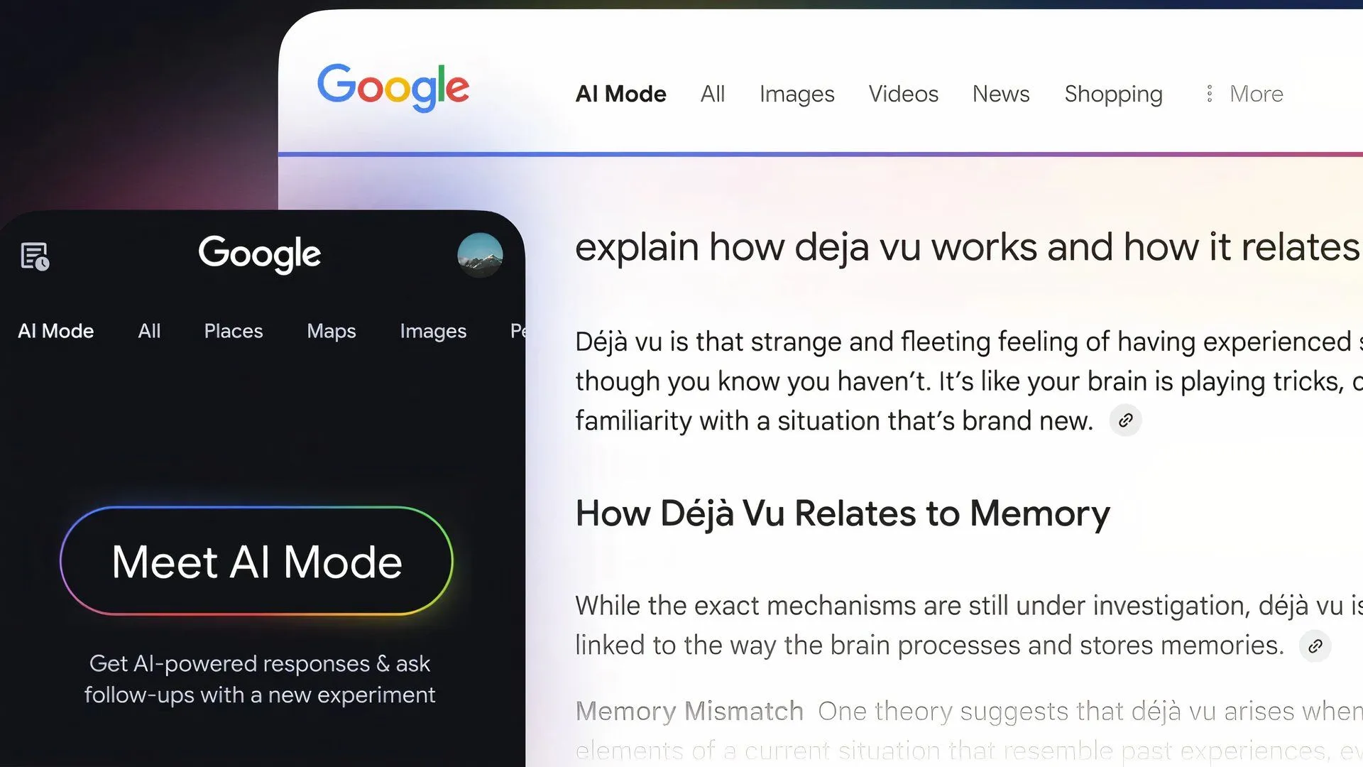 Giao diện tìm kiếm Google hiển thị tab Chế độ AI mới
