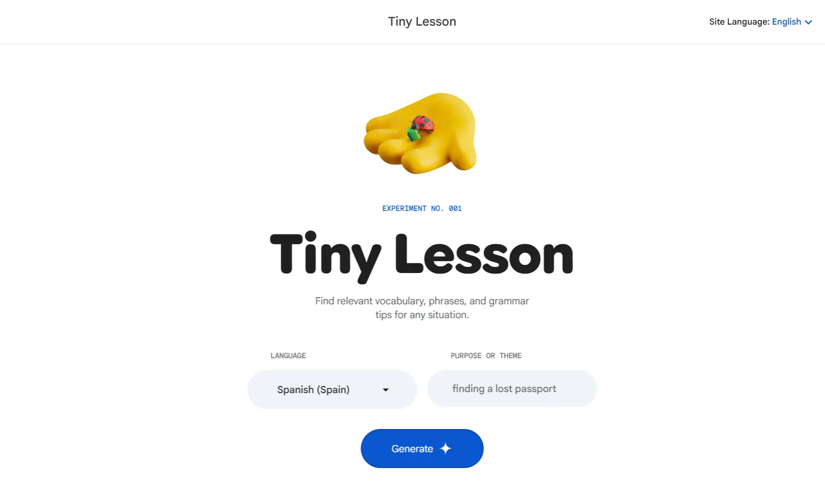 Giao diện tính năng Tiny Lesson của Google Little Language Lessons mô phỏng cuộc hội thoại mini thực tế