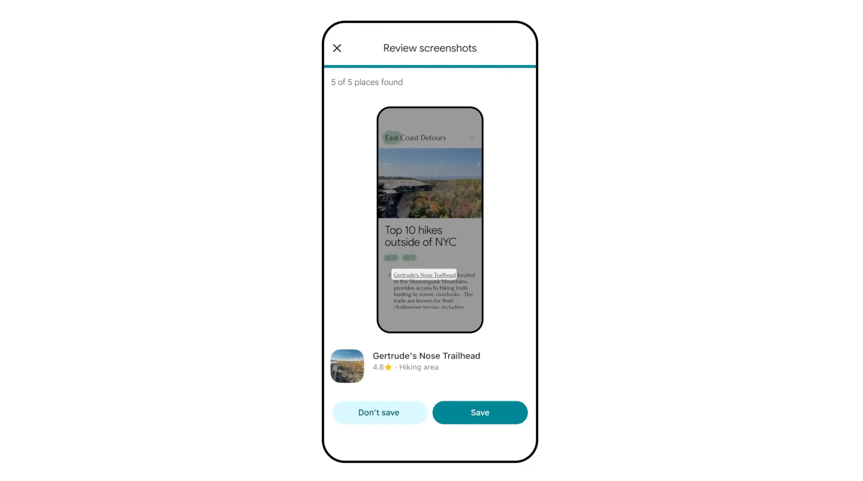 Giao diện tính năng xem lại ảnh chụp màn hình trong Google Maps giúp người dùng quản lý địa điểm du lịch