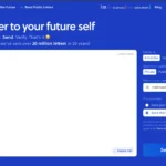 Giao diện trang viết thư của FutureMe, hiển thị hộp văn bản 'Dear FutureMe' và các tùy chọn gửi.