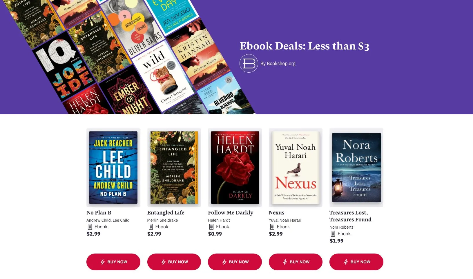 Giao diện trang web Bookshop.org, nơi người dùng có thể khám phá và mua sắm sách điện tử, hỗ trợ trực tiếp các nhà sách độc lập tại Mỹ.