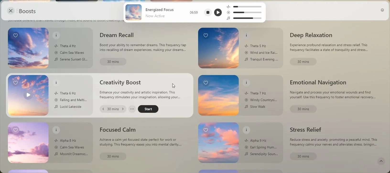 Giao diện trình duyệt Opera Air khi chọn chế độ âm thanh binaural Boosts